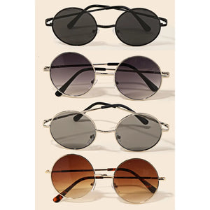 Retro Round Sunglasses Silver/Black