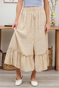 Sunflower Fields Floral Midi Skirt