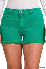 Load image into Gallery viewer, Simple Things Acid Washed Frayed Shorts K Green