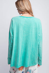 Can't Find the Words Oversized LS Top Atlantis Green
