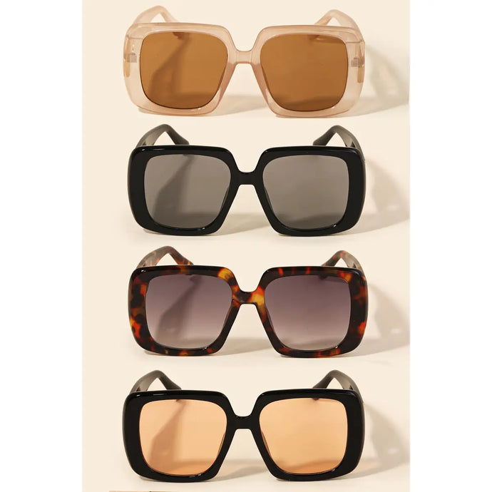 Acetate Square Frame Sunglasses Black/Orange