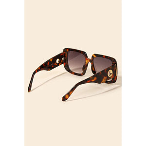 Acetate Square Frame Sunglasses Black/Orange
