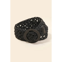 Load image into Gallery viewer, Round Buckle Braided Belt Black