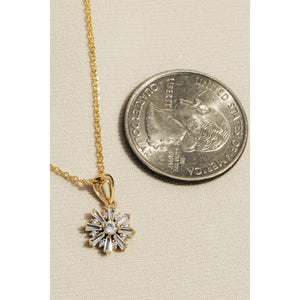 Rhinestone Circle Flower Pendant Necklace Silver