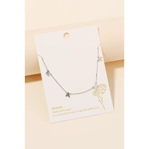 Dainty Mama Print Silver Charm Necklace