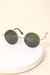Retro Round Sunglasses Gold/Green