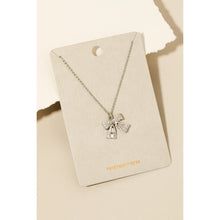 Load image into Gallery viewer, Rhinestone Ribbon Bow Pendant Necklace Silver