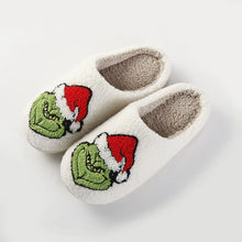 Load image into Gallery viewer, Jazzercize Grinch Fuzzy Slippers