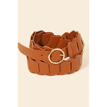 Load image into Gallery viewer, Faux Leather Braid Link Belt Brown