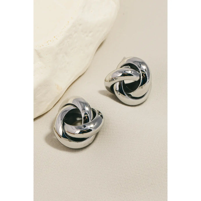 Metallic Knot Stud Earrings