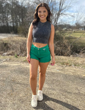 Load image into Gallery viewer, Simple Things Acid Washed Frayed Shorts K Green