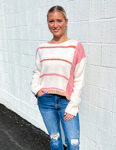 Mona Knit Stripe Sweater Pink