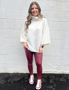 Everything & More Faux Leather Leggings Burgundy