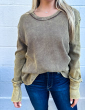 Load image into Gallery viewer, Sweet Creature Waffle Sweater Olive