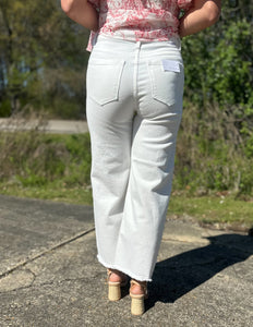 Always Giving High Rise Wide Leg Crop Jeans White