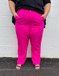 Calling Me Baby Plus Straight Pants Hot Pink