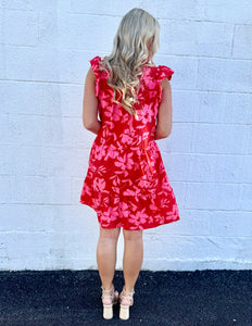 Hear My Voice Floral Dress Red Mix