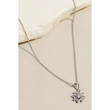 Load image into Gallery viewer, Rhinestone Circle Flower Pendant Necklace Silver
