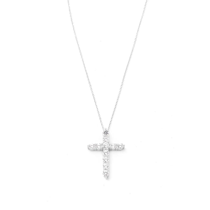 Rhinestone Cross Pendant Necklace Silver