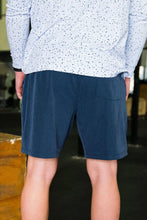Load image into Gallery viewer, Burlebo Heather Navy Athletic Shorts American Flag Liner