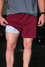 Load image into Gallery viewer, Burlebo Maroon Athletic Shorts White Camo Liner