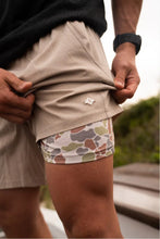 Load image into Gallery viewer, Burlebo Heather Khaki Athletic Shorts Driftwood Camo Liner