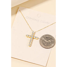 Load image into Gallery viewer, Rhinestone Cross Pendant Necklace Silver