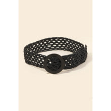 Load image into Gallery viewer, Round Buckle Braided Belt Black