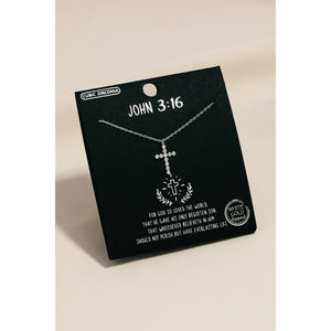Silver Pave Cross Necklace