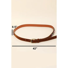 Load image into Gallery viewer, Embroidered Beaded Pattern Faux Leather Belt