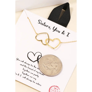 Heart Link Charm Necklace Gold