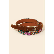 Load image into Gallery viewer, Embroidered Beaded Pattern Faux Leather Belt