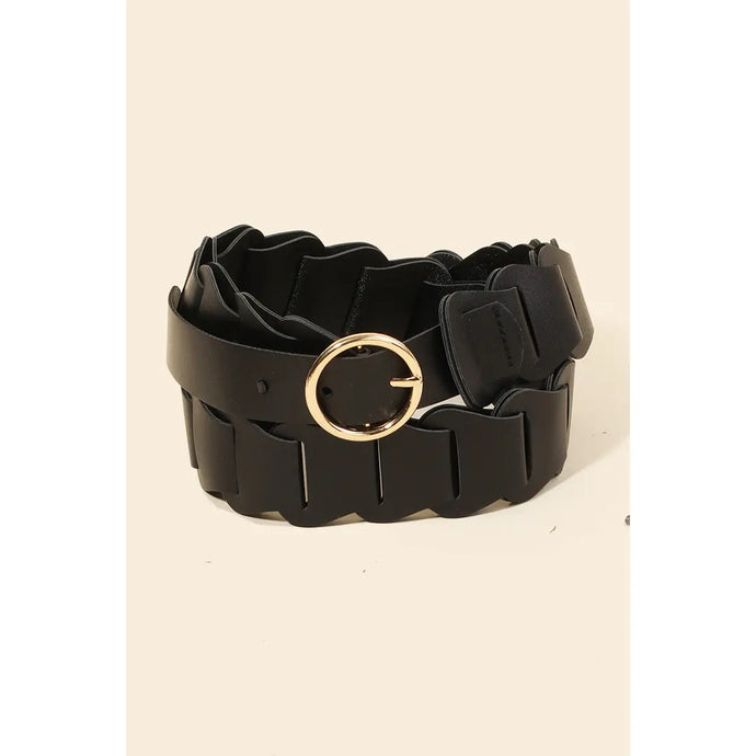 Faux Leather Braid Link Belt Black