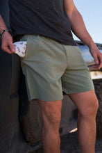 Load image into Gallery viewer, Burlebo Light Sage Everyday Shorts Fish Toss Pocket