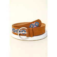 Load image into Gallery viewer, Boho Embroidered Round Buckle Belt Brown