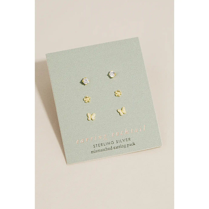 Gold Crystal Mini Stud Earrings Set