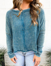 Load image into Gallery viewer, Too Into You Waffle Long Sleeve Top Teal