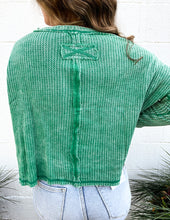 Load image into Gallery viewer, Too Into You Waffle Long Sleeve Top K Green