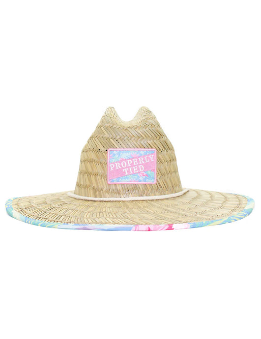 Properly Tied Cabo Straw Hat Floral Flamingo