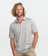 Load image into Gallery viewer, Southern Shirt Co. Men&#39;s Day Off Stripe Polo Sunset Round