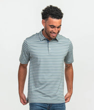 Load image into Gallery viewer, Southern Shirt Co. Men&#39;s Hillsboro Stripe Polo Foggy Bay