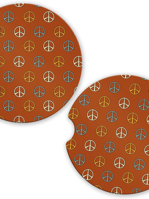 Save The Day Car Coasters Retro Peace Signs