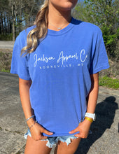 Load image into Gallery viewer, Jackson Apparel Co. Cursive Logo SS Tee Periwinkle