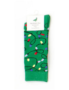 Properly Tied Men's Lucky Duck Socks Christmas Lights