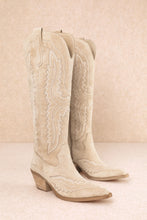 Load image into Gallery viewer, Tess Western Embroidered Pointed-Toe Tall Boots in Beige