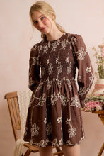 Load image into Gallery viewer, Comes Naturally Floral Smocked LS Mini Dress