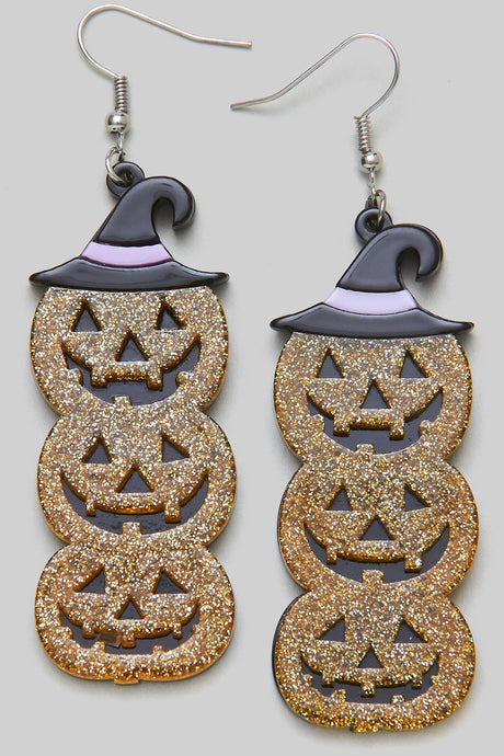 It's The Great Linked Glitter Pumpkin Earrings