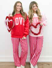 Load image into Gallery viewer, Lulu Mac Red LOVE Sweatshirt with Pink Gingham