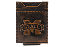 Load image into Gallery viewer, Mississippi State Bulldogs Burnished Leather Magnetic Front Pocket Wallet