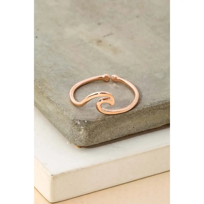 Wave Cutout Adjustable Ring Rose Gold